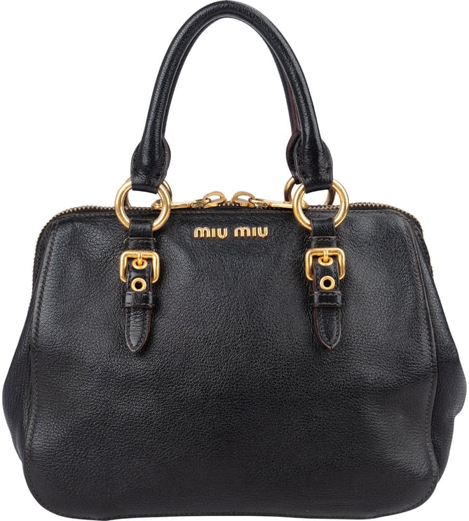 Miu Miu Miu Miu Leather Vitello Lux Bowler Handbag