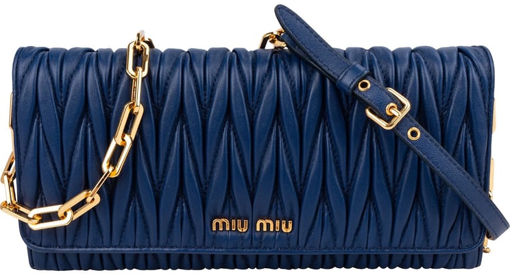 Miu Miu Miu Miu Matelassé Nappa Leather Wallet On Chain Crossbody Bag