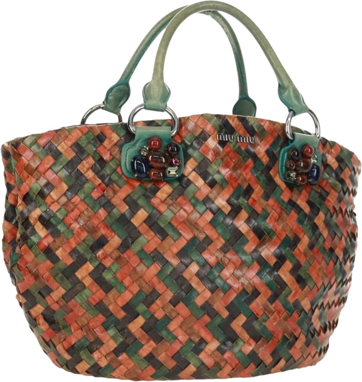 Miu Miu Miu Miu Chain Handle Bag Pleated Leather