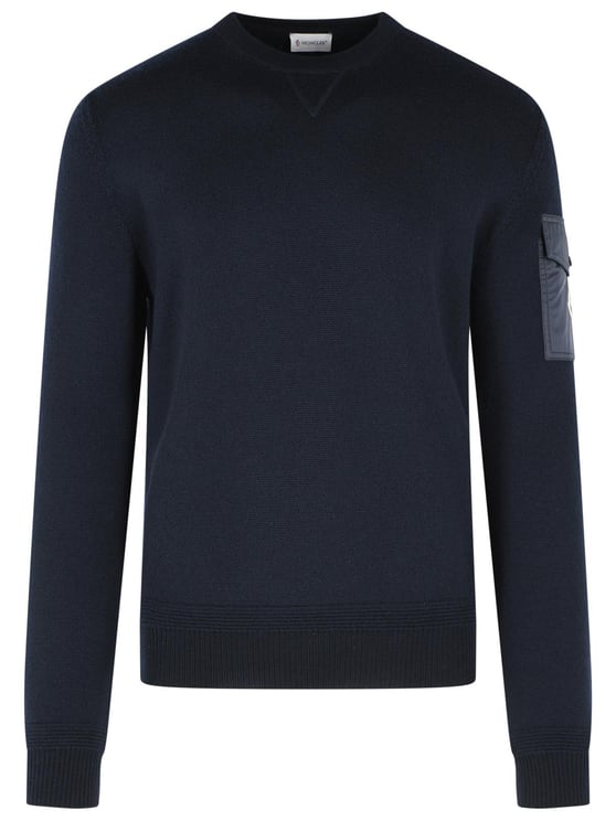 Moncler 'Tricot' Blue Virgin Wool Sweatshirt