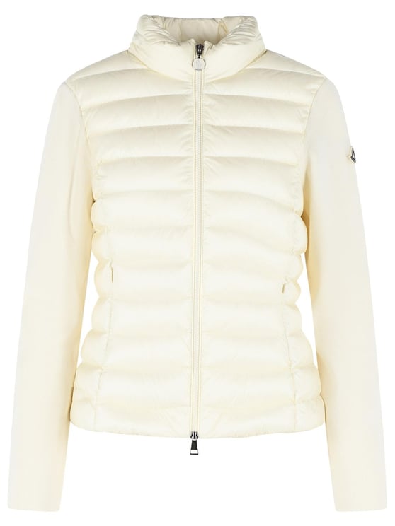 Moncler Padded Virgin Wool Cardigan With Ivory White Zip