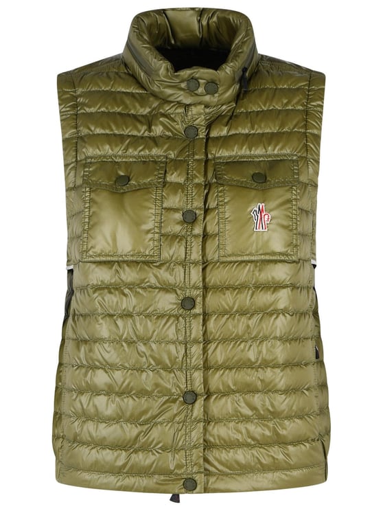 Moncler 'Gumiane' Padded Vest With Green Polyamide Hood