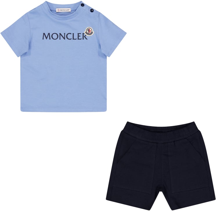 Moncler Moncler Baby Jongens Setje In Licht Blauw