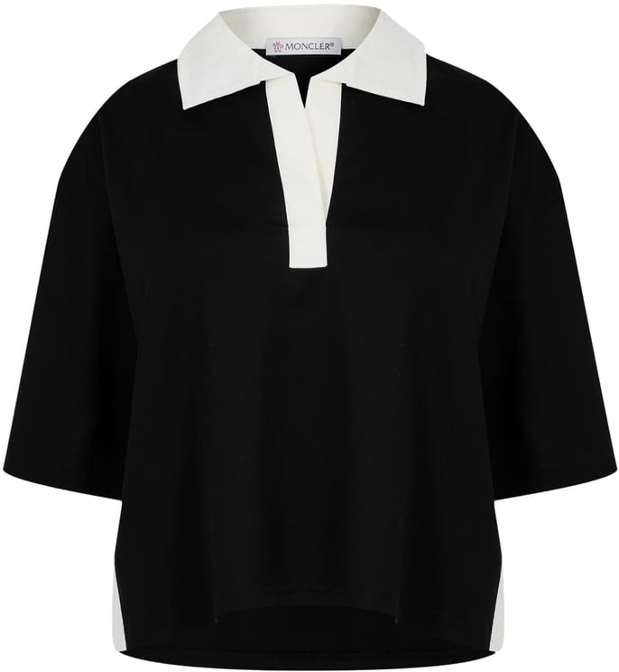 Moncler Logo Patch Cropped Polo Shirt