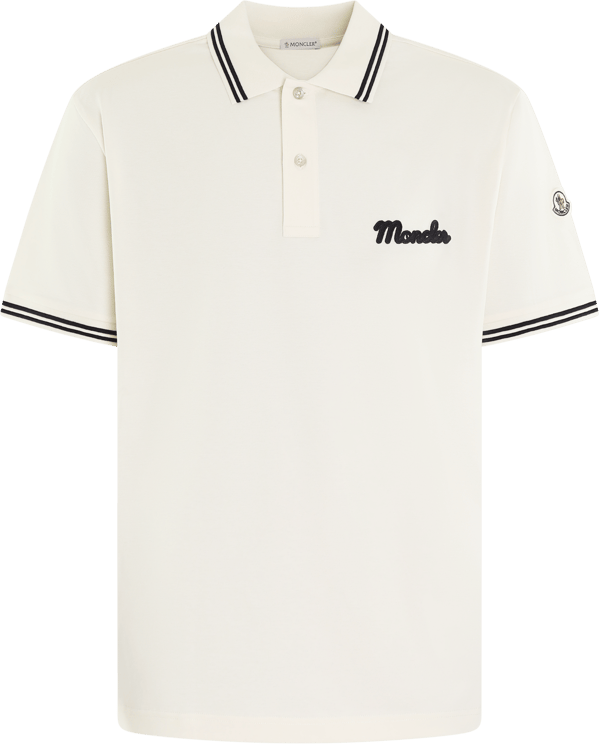 Moncler Heren Embroidered Logo Polo Wit