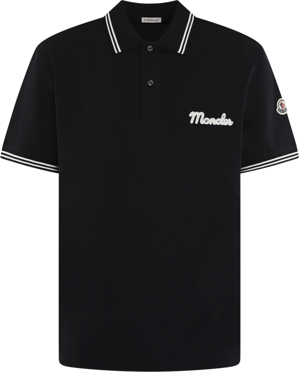 Moncler Heren Embroidered Logo Polo Blauw