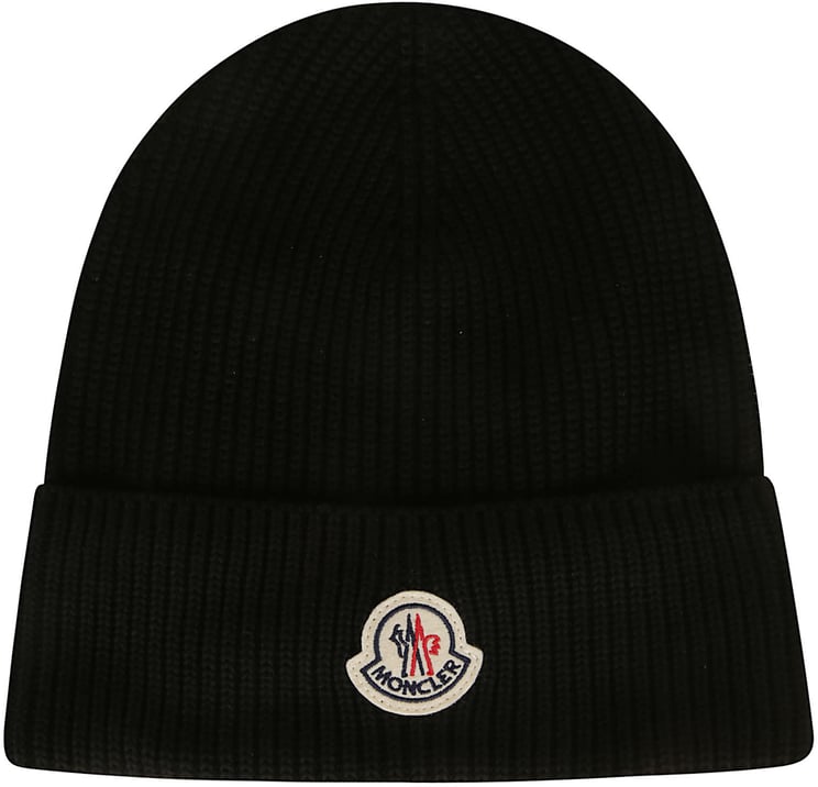Moncler Logo Tricot Beanie Black
