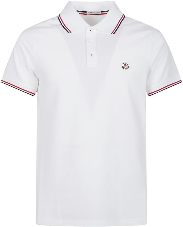Moncler Short Sleeve Polo Shirt White