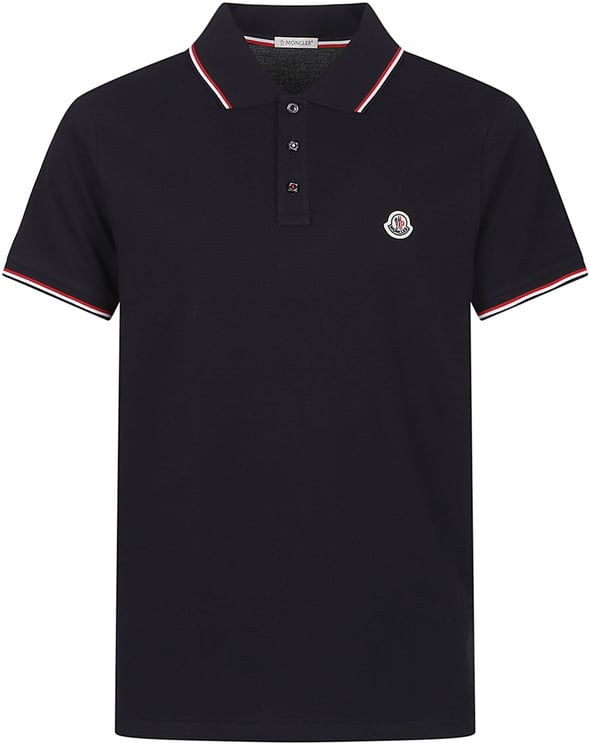 Moncler Short Sleeve Polo Shirt Blue