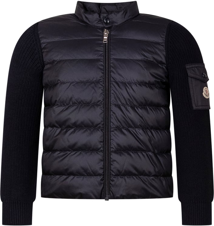 Moncler Cardigan Trapuntato con Zip e Tasca su Manica
