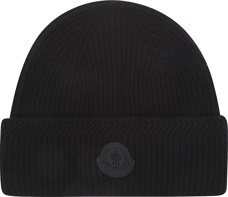 Moncler Logo Tricot Beanie Black