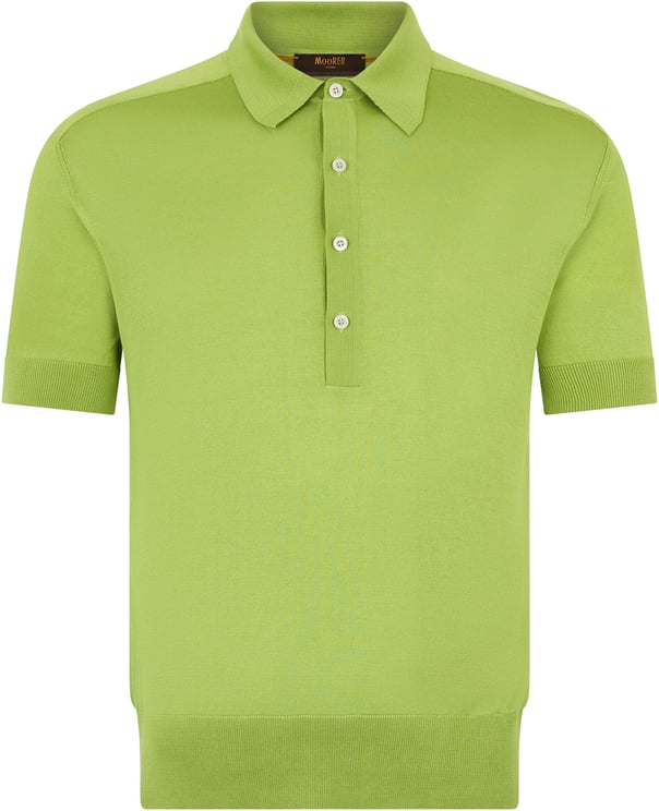 Moorer Green sweater with polo collar in casual and versatile design.