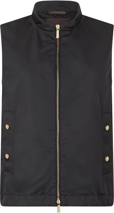 Moorer Elegant black vest with zipper and pockets