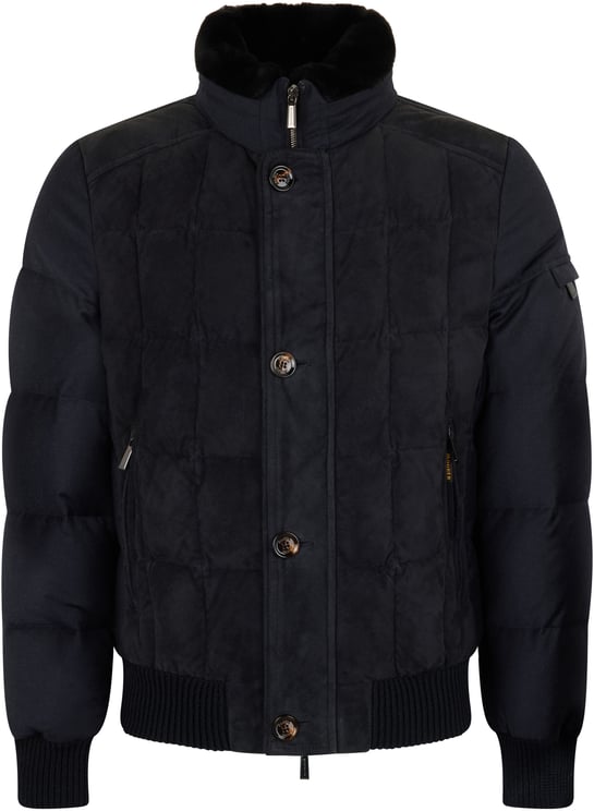 Moorer Dark blue jacket with button closure