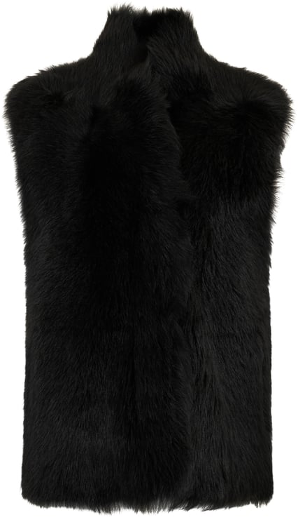 Moorer Black synthetic fur vest, elegant and versatile.
