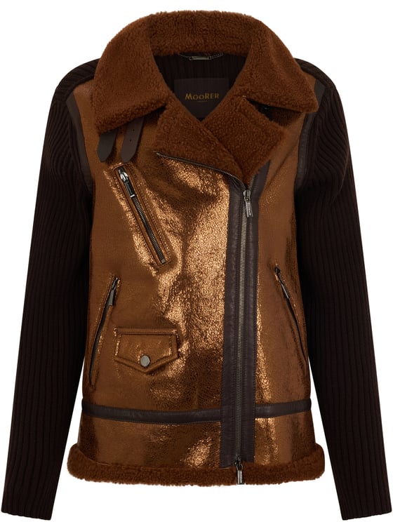Moorer Elegant leather and knitted jacket