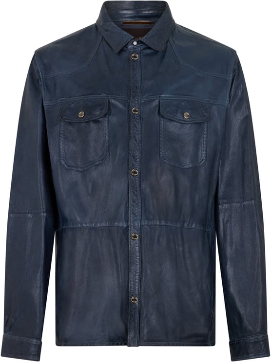 Moorer Elegant modern dark blue leather jacket