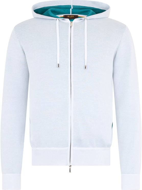 Moorer White hoodie with zipper in casual and elegant design.