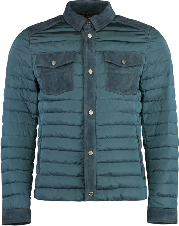 Moorer Crespi nylon and leather padded jacket