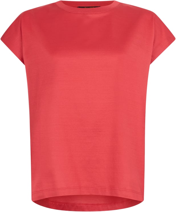 Moorer Modern red T-shirt with round neck.