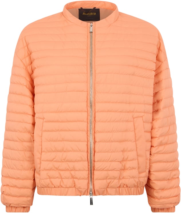 Moorer Padded jacket in salmon color with modern zip.