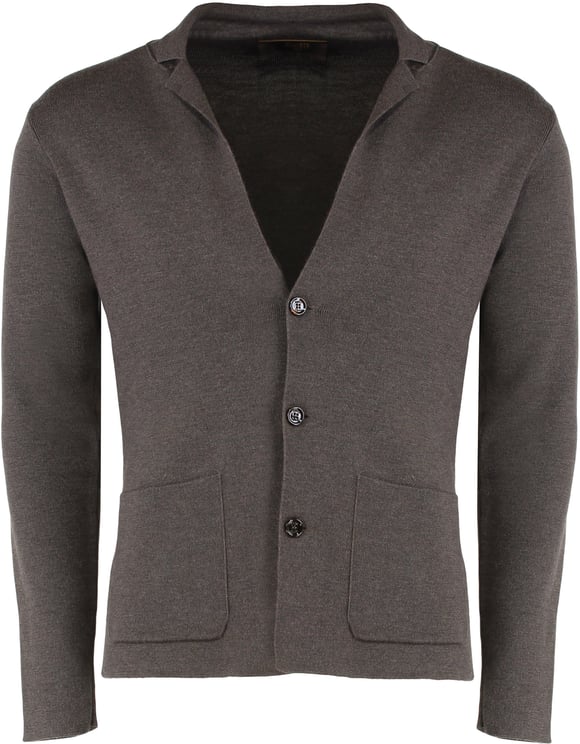 Moorer Cardigan in virgin wool with V-neck