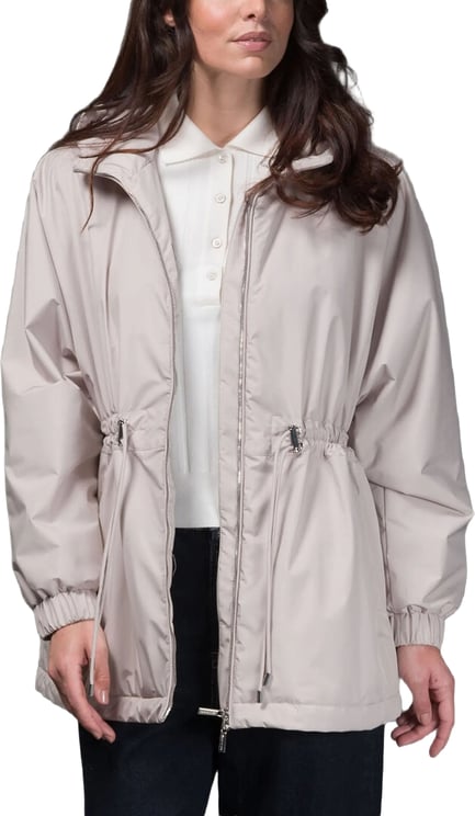 Moorer Neutral Hooded Lightweight Jacket With Adjustable Drawstrings