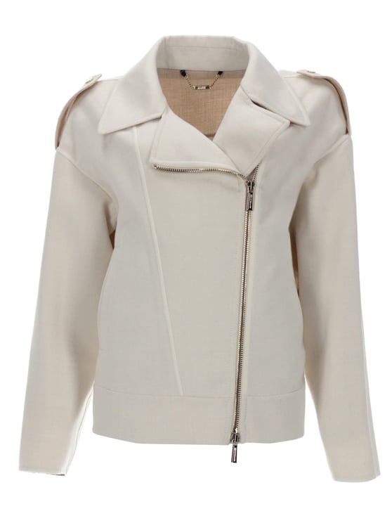 Moorer Neutrals Viana-J Asymmetrical Zipper Jacket