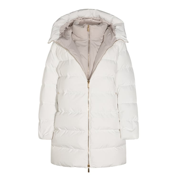 Moorer Puffer Coat with High Collar and Gold-tone Hardware