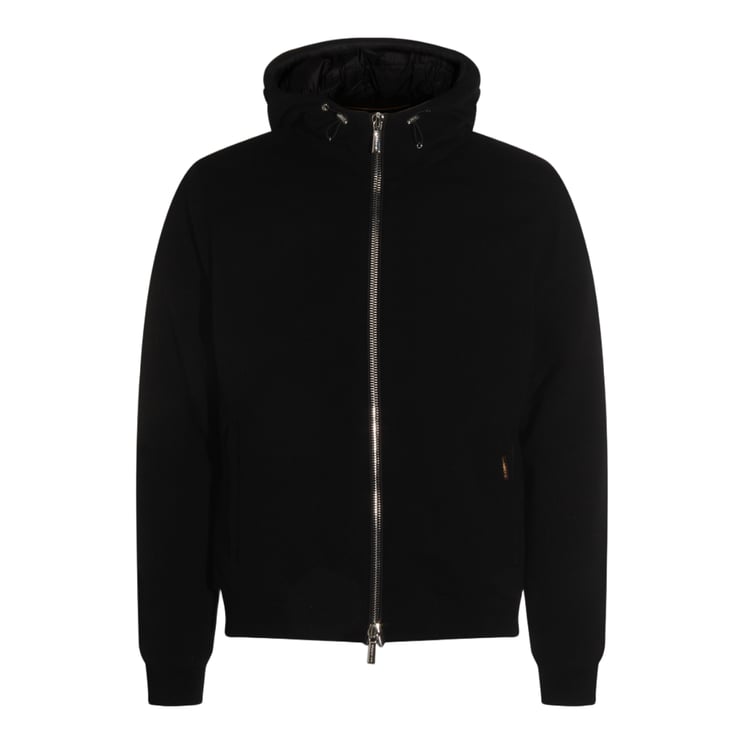 Moorer Minimalist Black Jacket With Hood And Fitted Hem