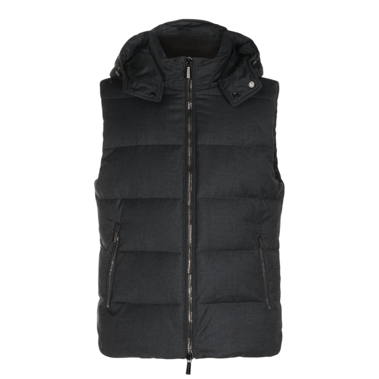 Moorer Sleeveless Padded Vest with Detachable Hood