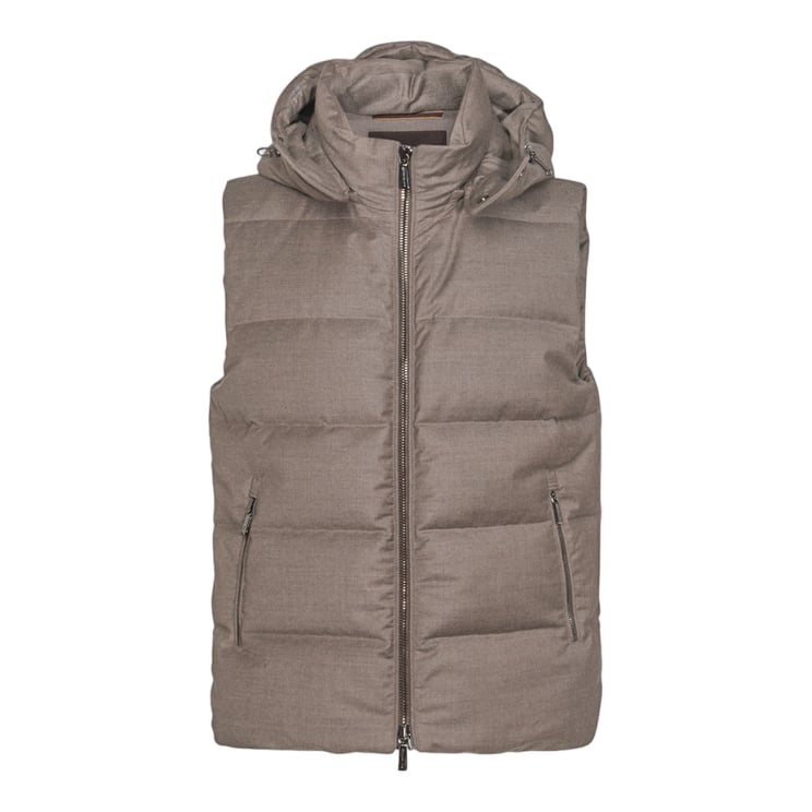 Moorer Sleeveless Padded Vest with Detachable Hood