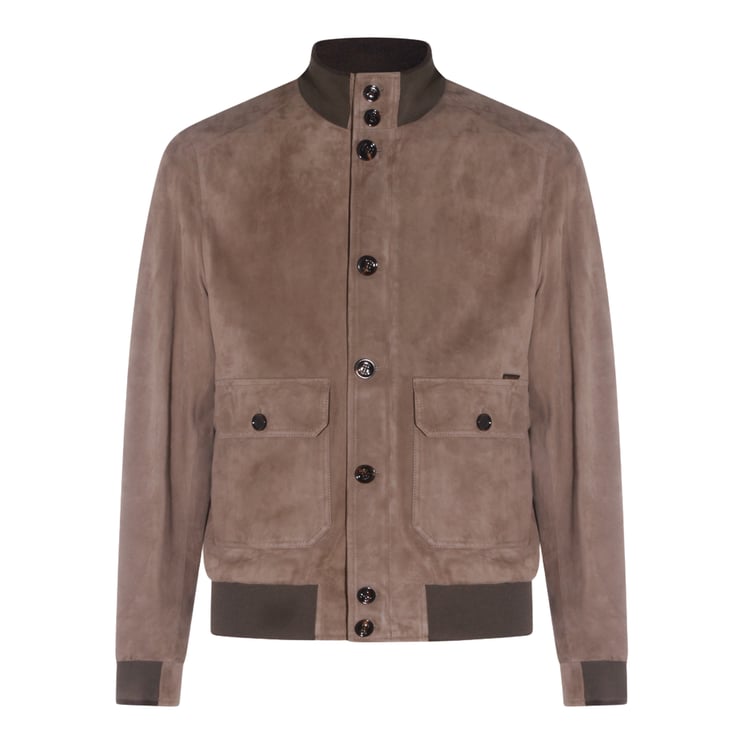 Moorer Soft Suede Jacket With Ribbed Collar