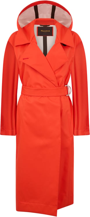 Moorer Elegant long red trench coat with hood