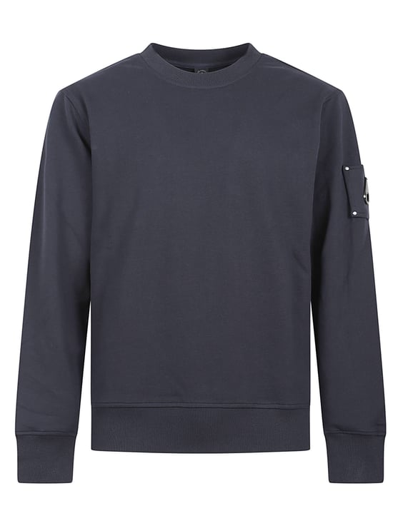 Moose Knuckles Minimalist Blue Cotton Sweater with Distinctive Patch