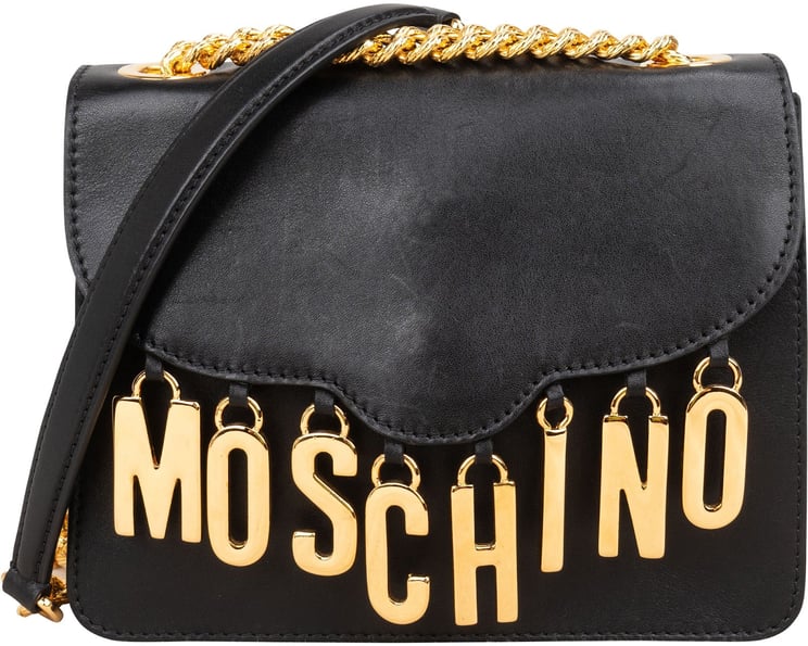 Moschino Moschino Leather Lettering Emblem Crossbody Bag