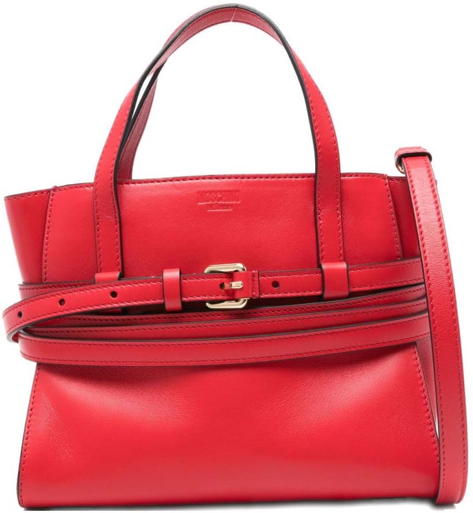 Moschino Structured Red Calf Leather Handbag