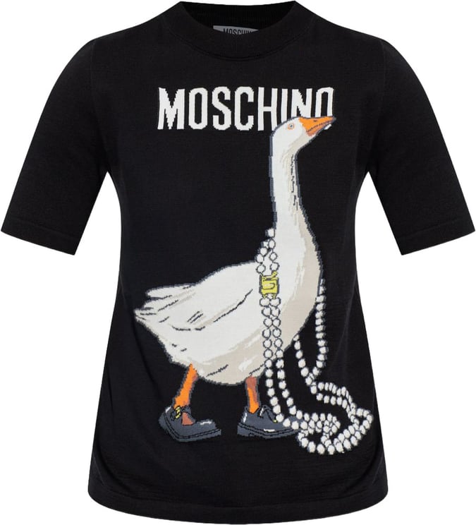 Moschino Goose Graphic Ribbed Knit Top