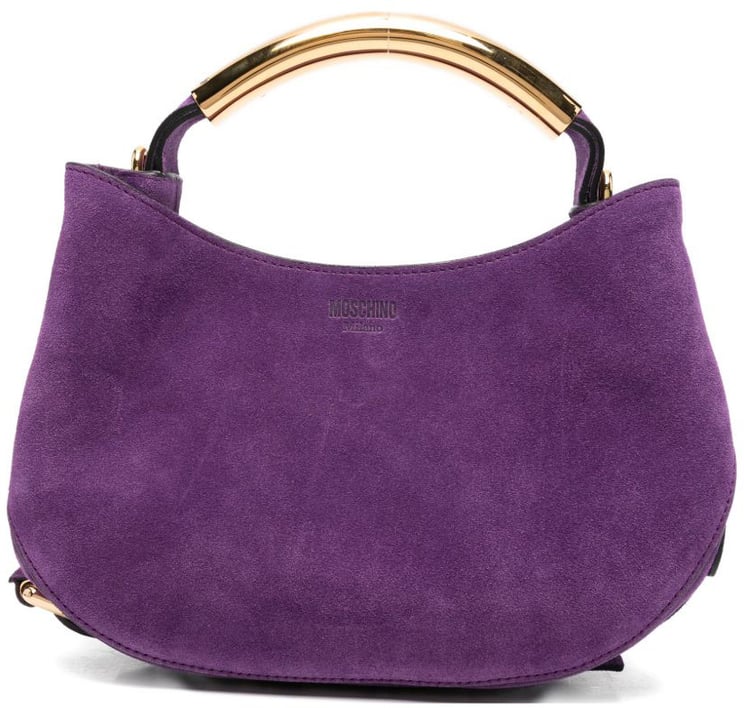 Moschino Violet Suede Curved Base Top Bag