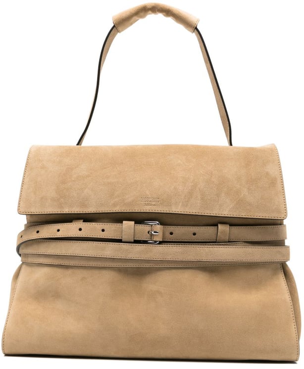 Moschino Beige Leather Suede Buckle Belt Bag