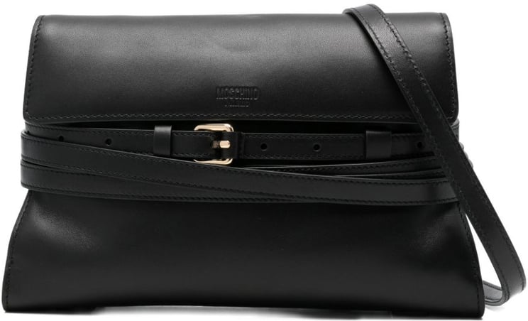 Moschino Structured Black Silk And Nylon Bag