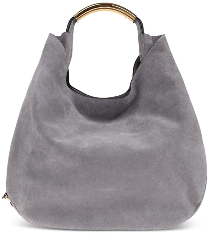 Moschino Curved Gold-tone Metal Handle Soft-Structured Bag