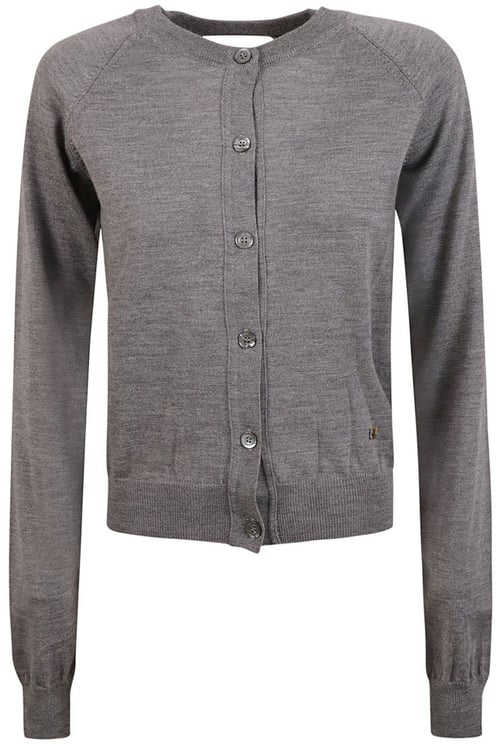 Moschino Button-Down Grey Sweater With Cut-Out Detail