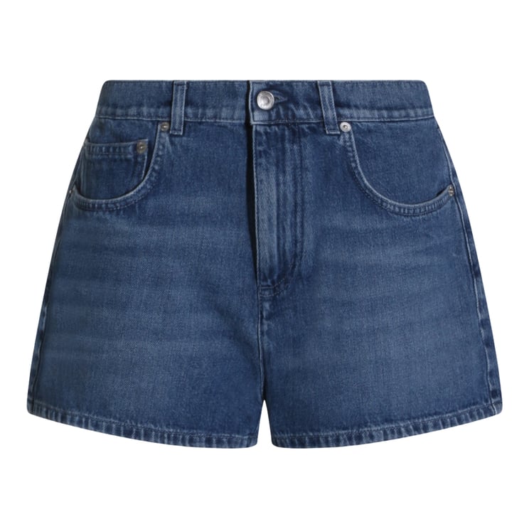 Moschino Denim Shorts with Frayed Heart-Shaped Patches