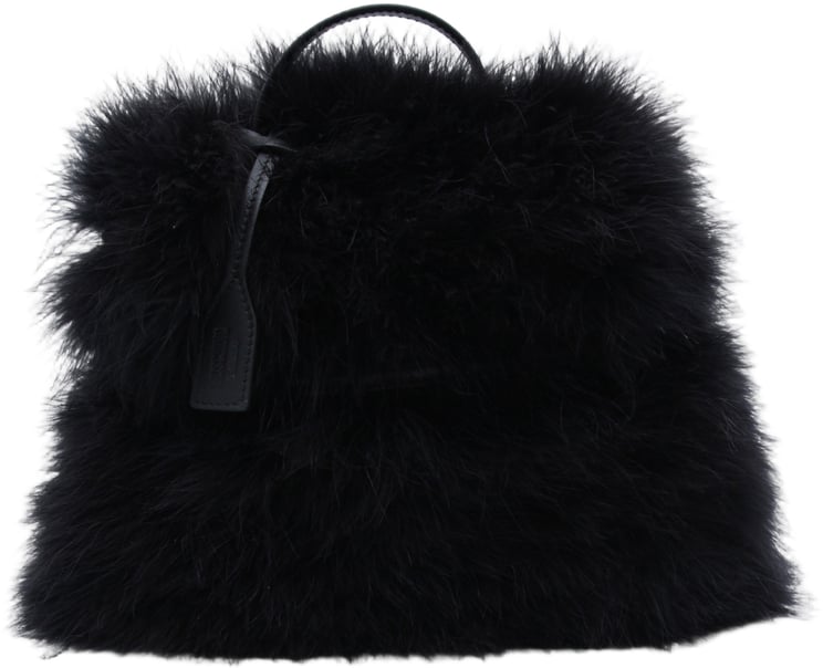 Moschino Plush Black Handbag with Rounded Handle
