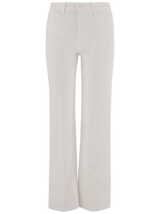 Mother Straight White Denim Jeans With Classic Five-Pocket Design