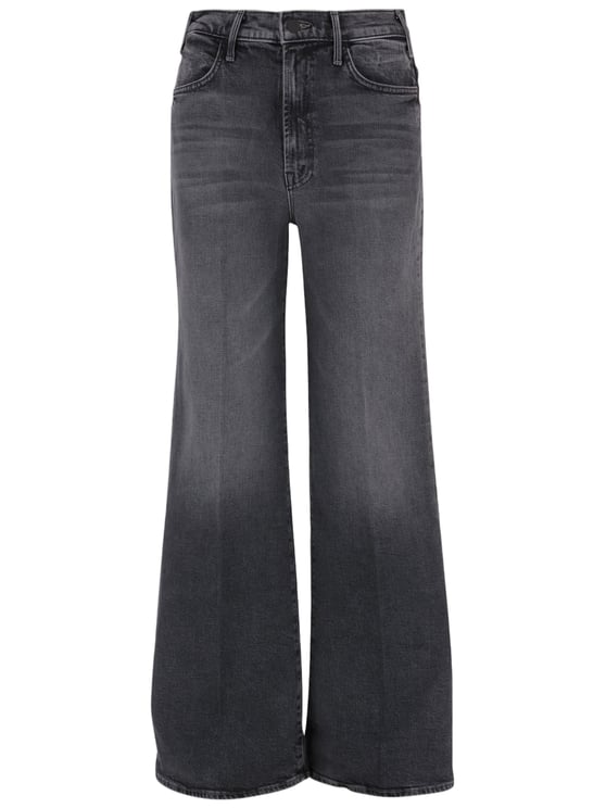 Mother Dark Gray Stretch Cotton Jeans With Classic Five-Pocket Design