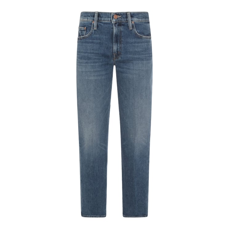 Mother Straight-Leg Jeans in Medium Blue Denim