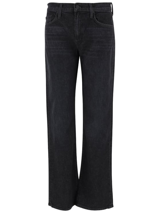 Mother Washed Black Stretch Cotton Jeans With Classic Five-Pocket Design