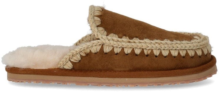 MOU MOU FULL ESKIMO STITCH COGNAC SLIPPER
